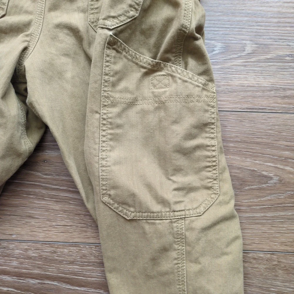 LL Bean Waffle Fleece Lined Work Pant Tan Red Outdoor Thermal Natural Fit 33x29